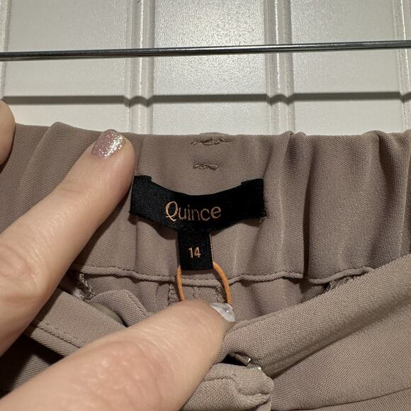 Quince Stretch Crepe Pleated Wide Leg Pants Morel Gray NEW Size 14 - Picture 5 of 9